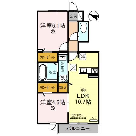 【明石市魚住町金ケ崎のアパートの間取り】