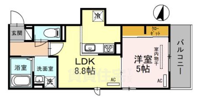 京都市右京区嵯峨天龍寺今堀町のアパートの間取り