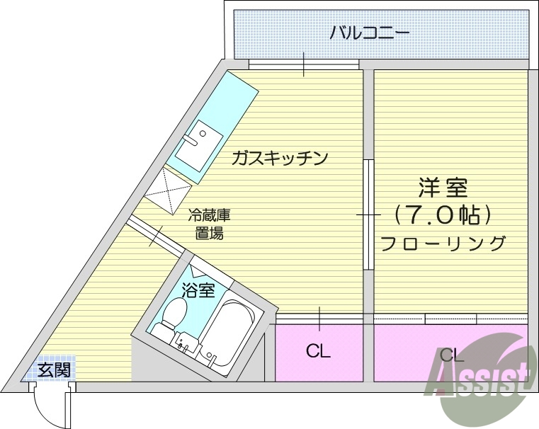 仙台市若林区六丁の目南町のマンションの間取り