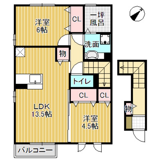 Ｄ－ｒｏｏｍ小矢部　Ｂ棟の間取り