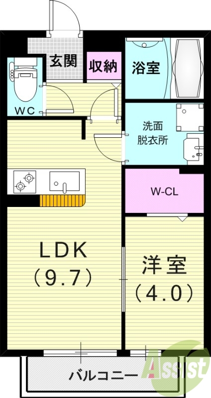 【伊丹市南鈴原のアパートの間取り】