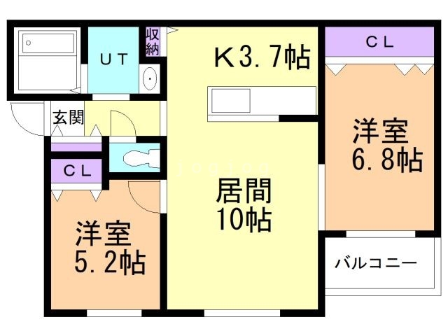 釧路市南浜町のアパートの間取り