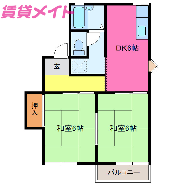 鳥羽市高丘町のアパートの間取り