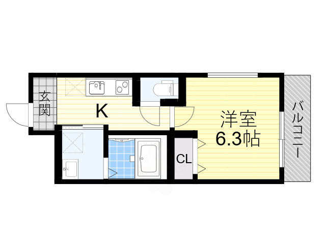 大阪市住吉区我孫子東のアパートの間取り