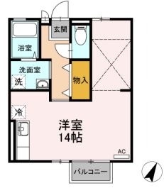 倉敷市亀島のアパートの間取り