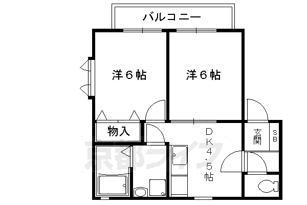 京都市左京区上高野諸木町のアパートの間取り