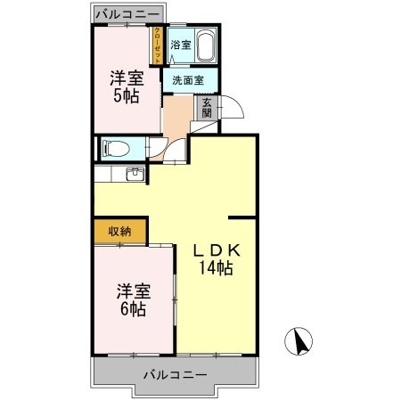 伊勢原市伊勢原のマンションの間取り