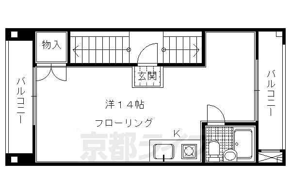 京都市北区平野宮敷町のマンションの間取り