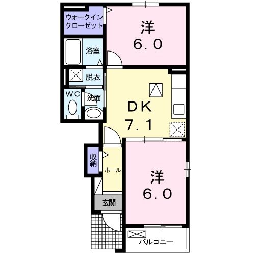 【朝倉郡筑前町二のアパートの間取り】