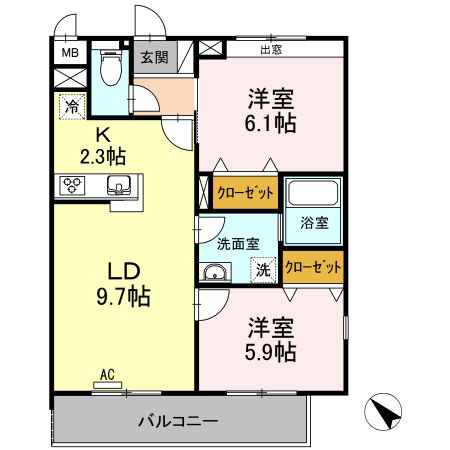 メゾン・デュ・パーク新都心の間取り