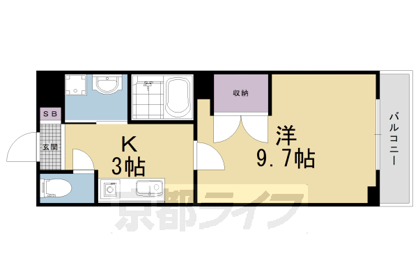 京都市右京区太秦開日町のマンションの間取り