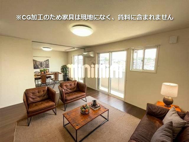 居室・リビング　※ＣＧ加工のため、家具は現地になく賃料に含まれません。