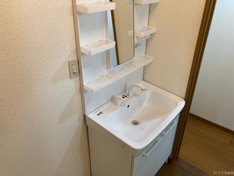 洗面設備　使い勝手の良い、シャワー付き洗面台完備！