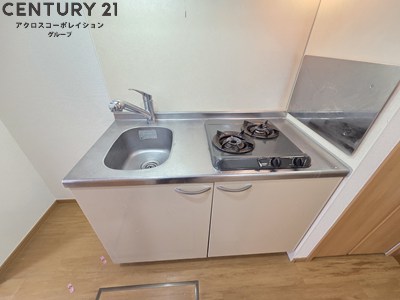 キッチン　2口ガスコンロ付で機能的なキッチンです！