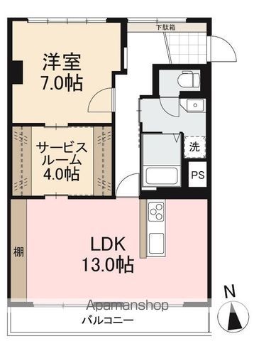 ＪＲ高徳線 栗林公園北口駅 徒歩4分 6階建 築57年の間取り写真