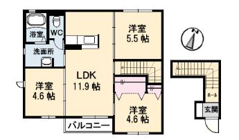 ＪＲ福塩線 万能倉駅 徒歩15分 2階建 築17年の間取り写真