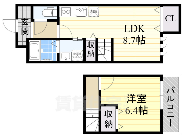 南海本線 石津川駅 徒歩7分 3階建 築14年の間取り写真