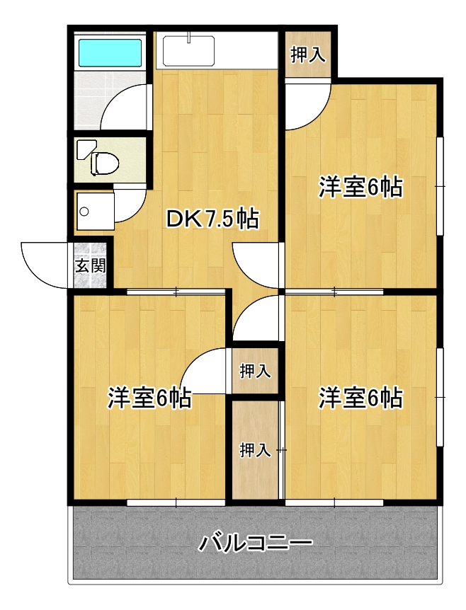 東方栗原貸家の間取り写真