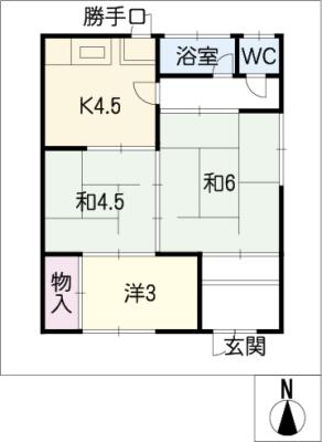 笠木町西田貸家　北棟の間取り