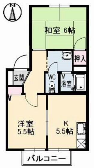 岡山県岡山市中区長岡（アパート）の賃貸物件の間取り