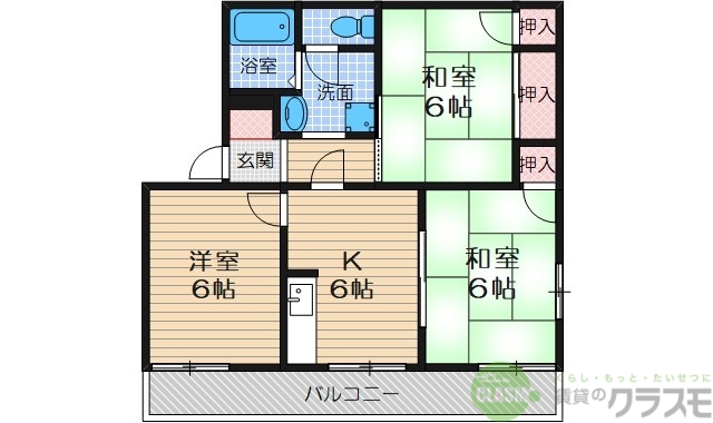 茨木市北春日丘のアパートの間取り