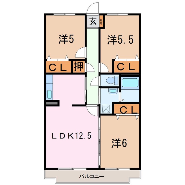 富士宮市宮原のアパートの間取り