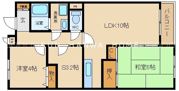 八尾市萱振町のマンションの間取り