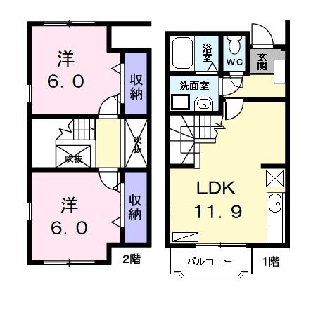 名古屋市中川区元中野町のアパートの間取り