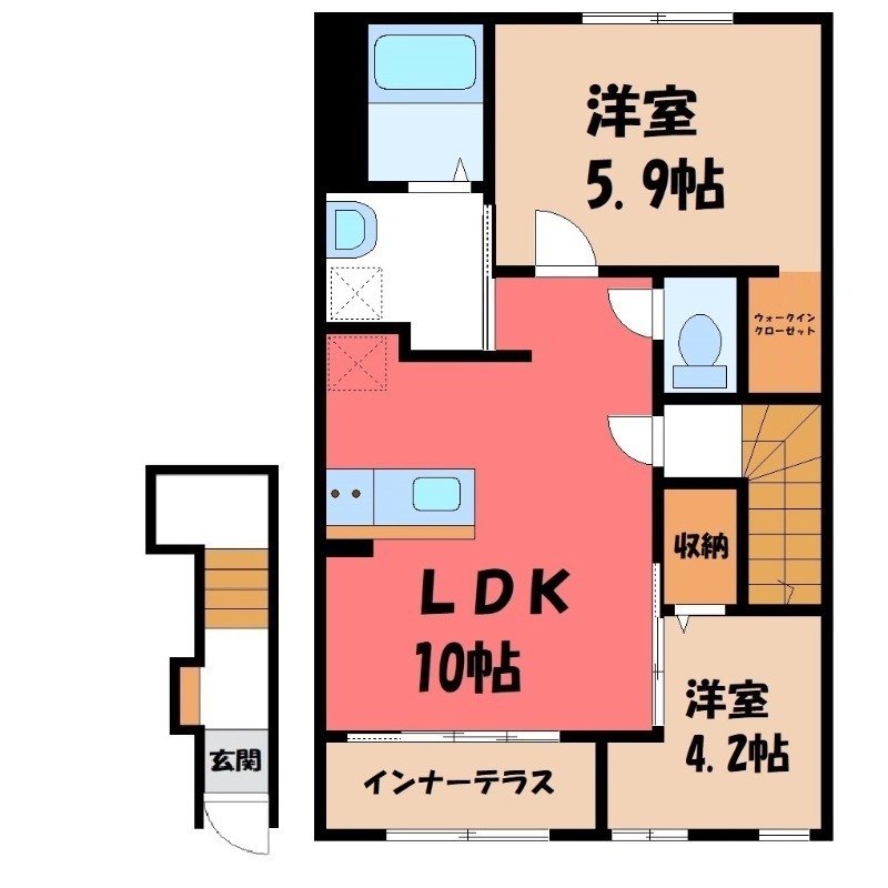 宇都宮市鶴田町のアパートの間取り