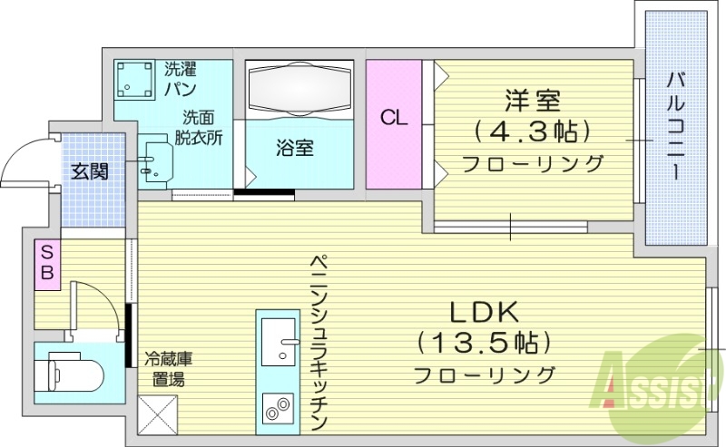 仙台市泉区泉中央のマンションの間取り