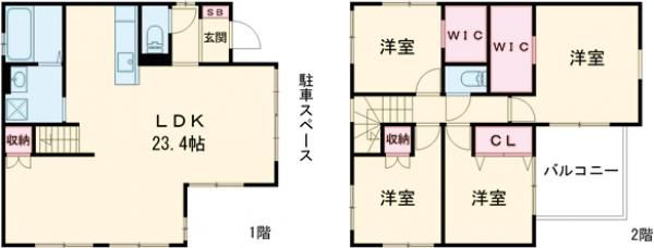 嵯峨朝日町貸家の間取り