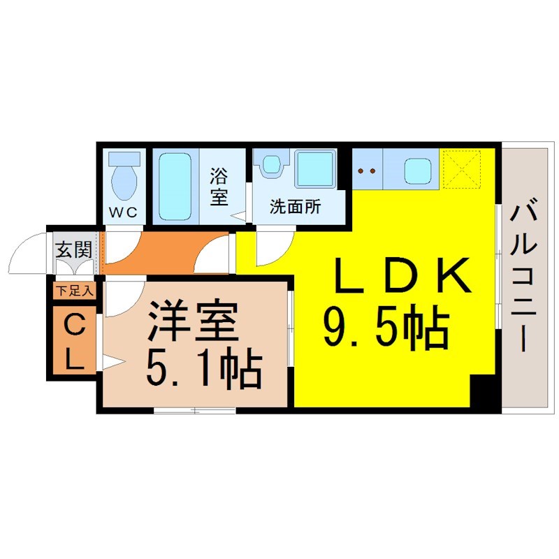 名古屋市熱田区尾頭町のマンションの間取り