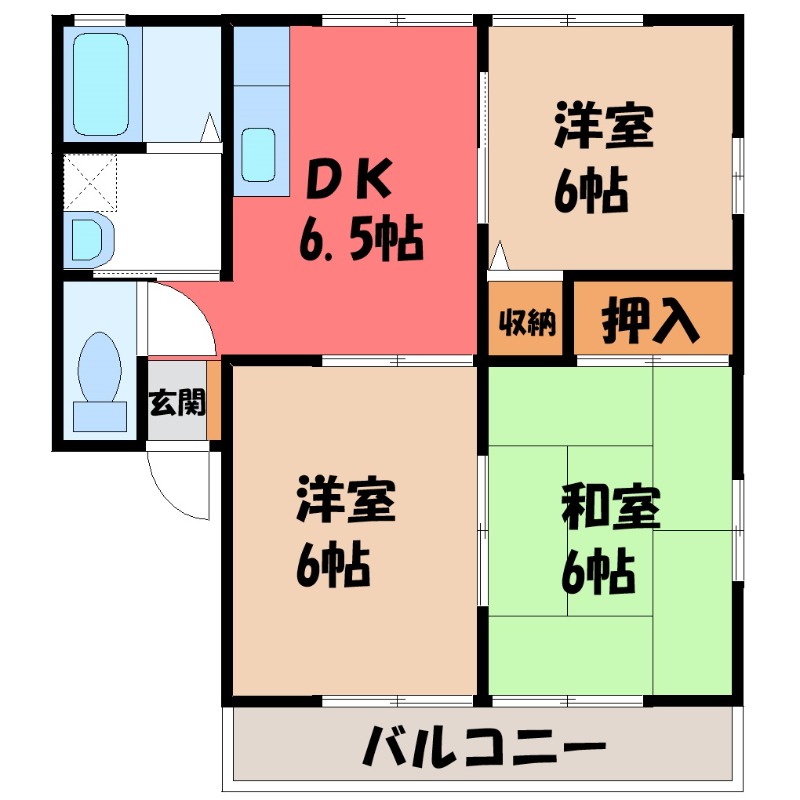 太田市飯塚町のアパートの間取り