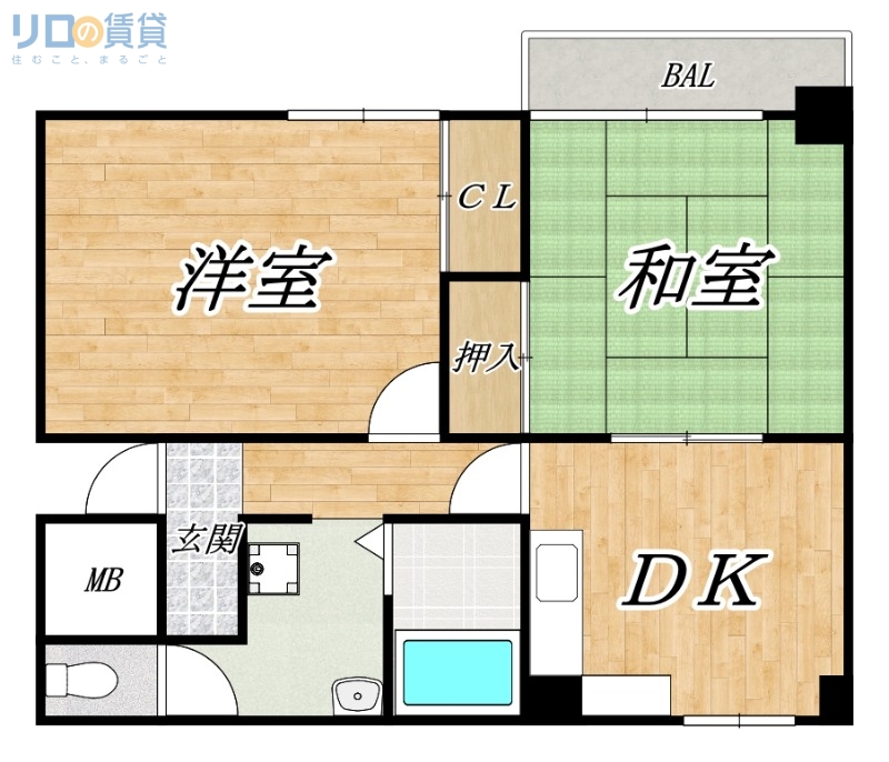 【大阪市東住吉区湯里のマンションの間取り】