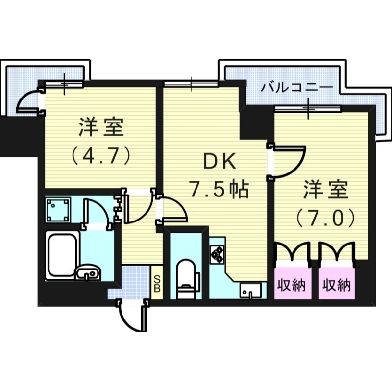 ライオンズマンション三宮磯上公園の間取り