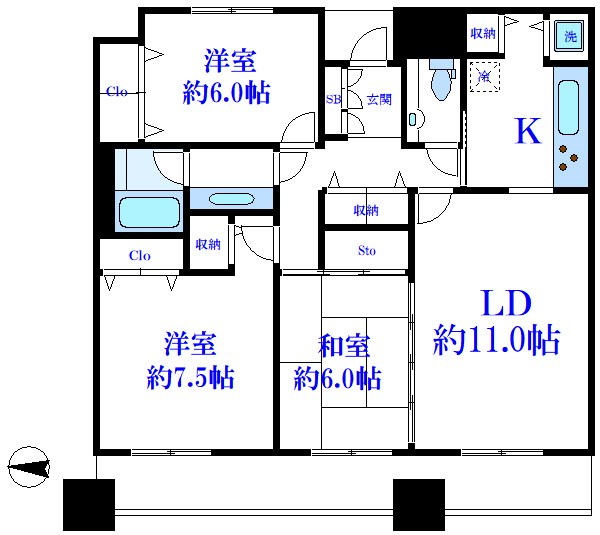 墨田区堤通のマンションの間取り