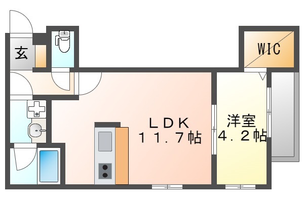 リノリノアパートメント舟入南の間取り