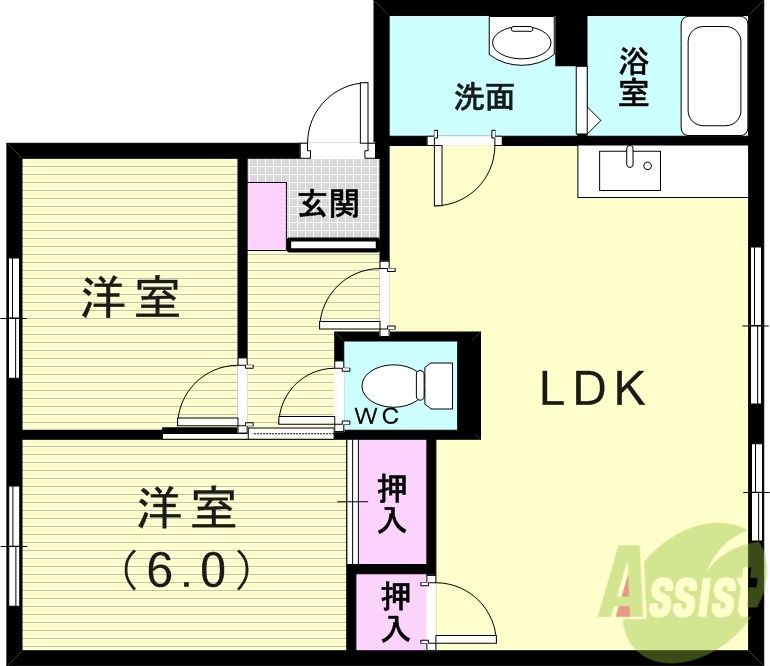 神戸市西区中野のアパートの間取り