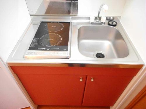 キッチン　2口の電気コンロまたはIHコンロとなります