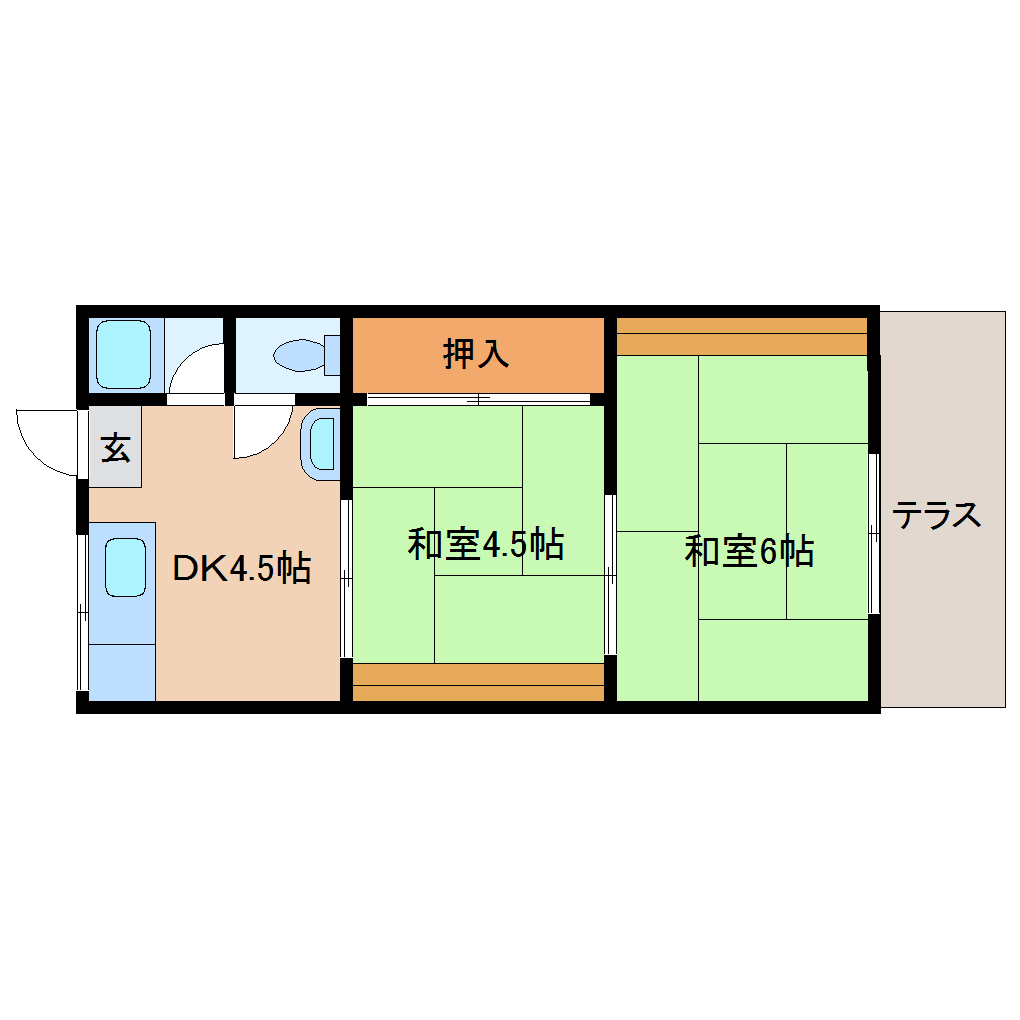 奈良市学園南のアパートの間取り