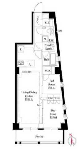 港区西麻布のマンションの間取り