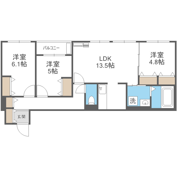 札幌市中央区南十六条西のマンションの間取り