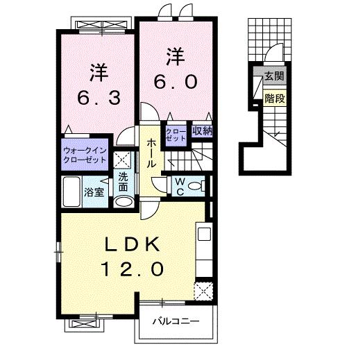 四国中央市土居町津根のアパートの間取り