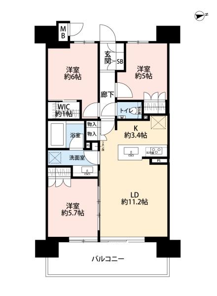 三郷市三郷のマンションの間取り