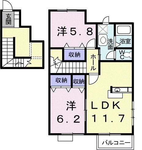 羽島市正木町新井のアパートの間取り