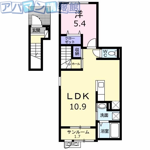 新潟市中央区山二ツのアパートの間取り