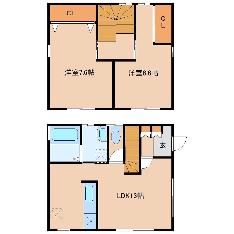 【八木が谷２丁目貸家の間取り】