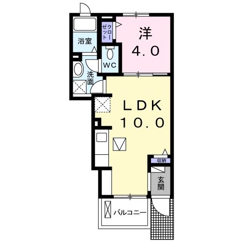 仙台市青葉区西勝山のアパートの間取り