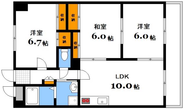 広島市西区小河内町のマンションの間取り