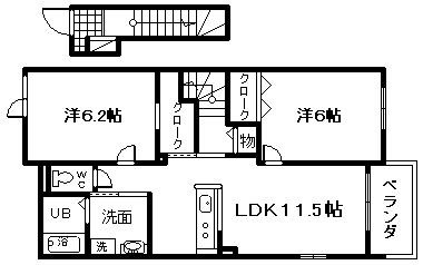 貝塚市東山のアパートの間取り